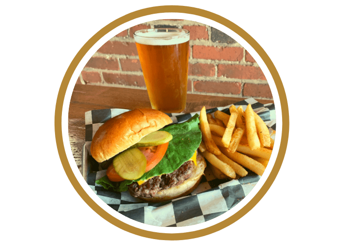 Hoodletown burger, beer and fries